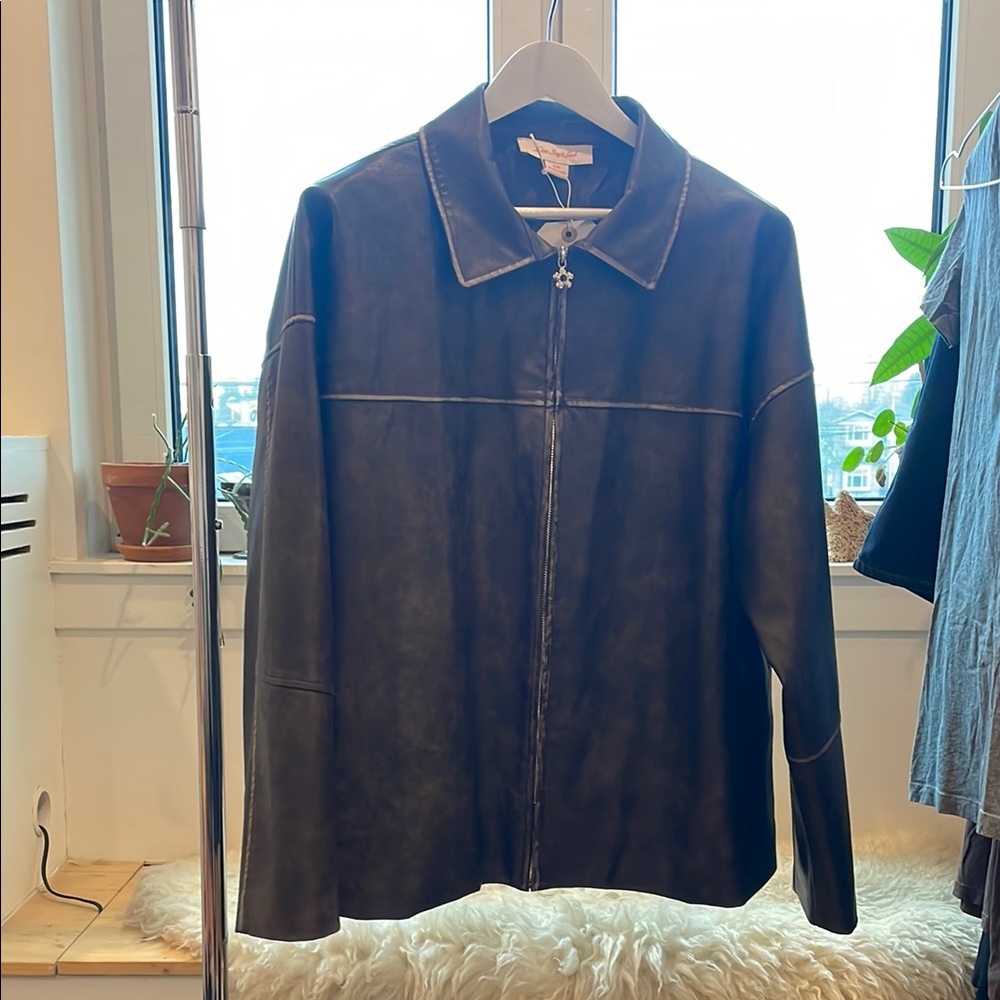 Lisa Says Gah Brown Leather Jacket